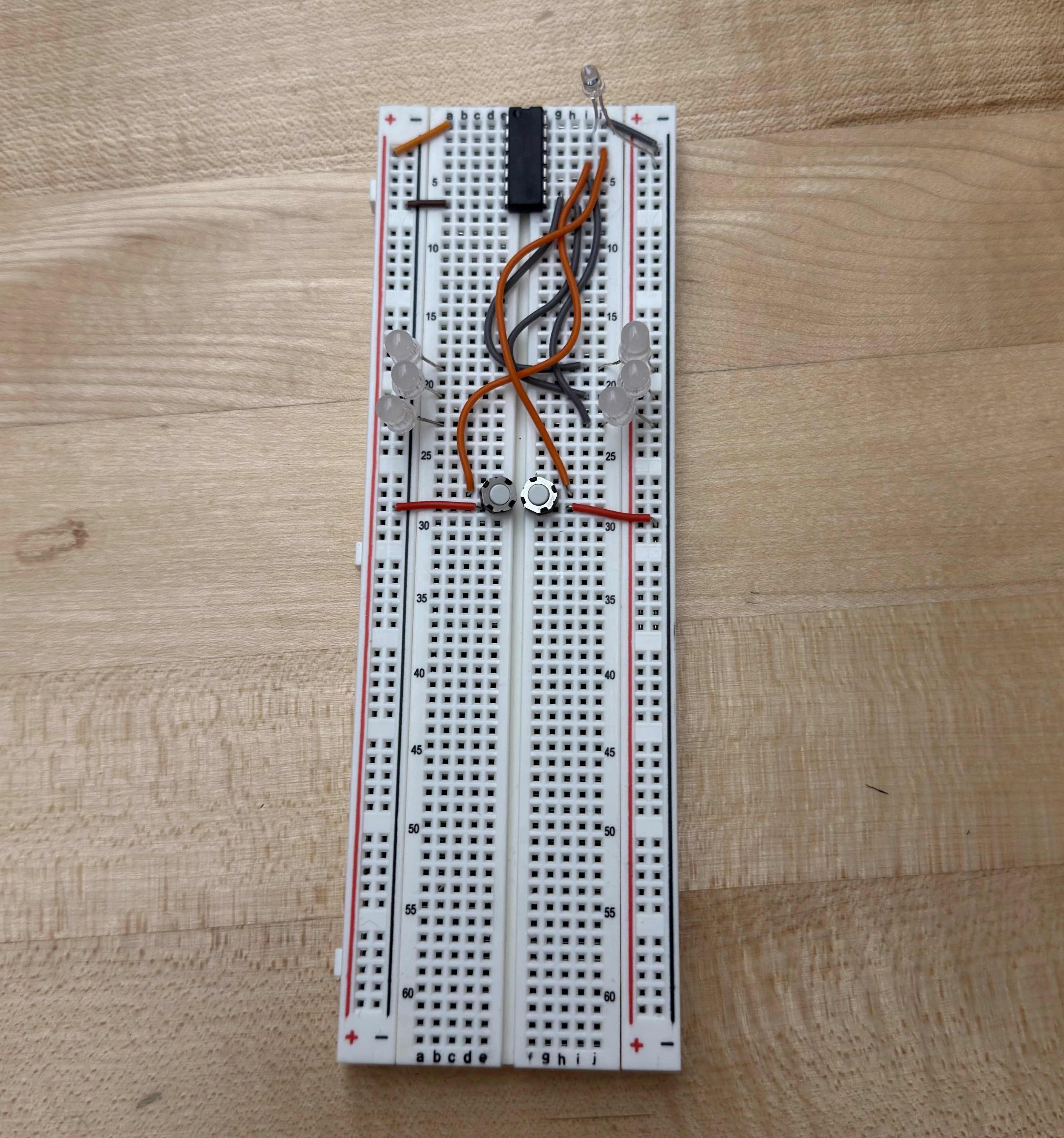 Another breadboard test setup for the badge circuit